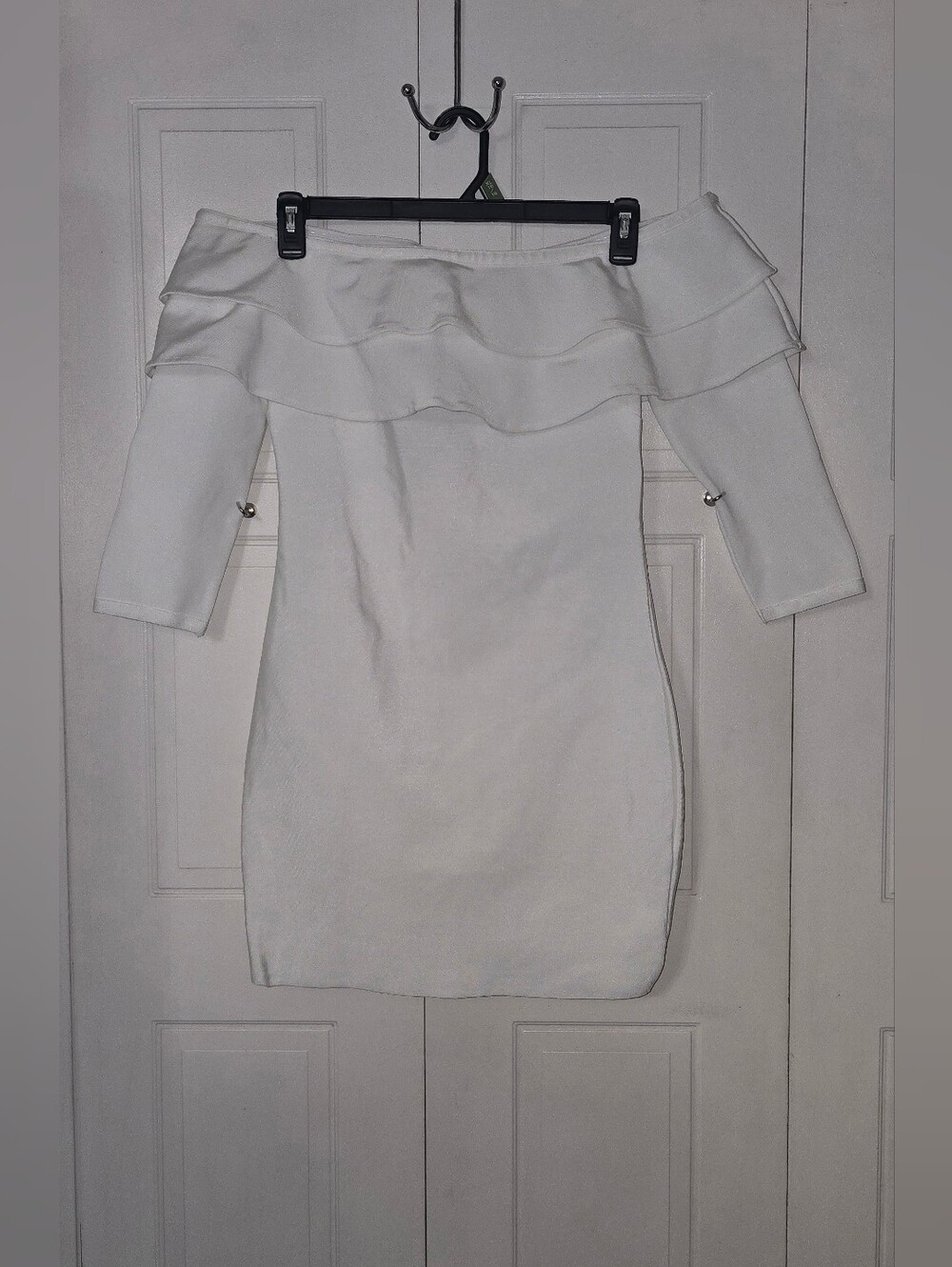 Faahion Nova Off Shoulder Ruffle Bodycon Dress - White - XL